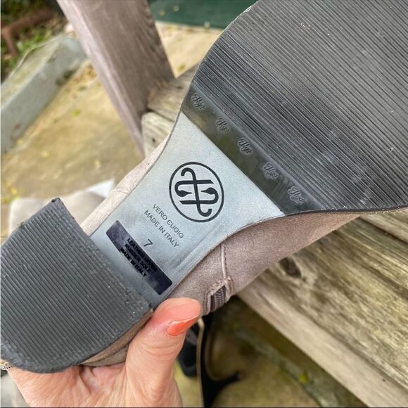 HGA Italian suede gray heeled leather boots with fur lining size 7 - Picture 8 of 8